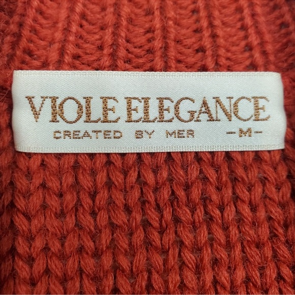 Viole Elegance Womens Vintage Burnt Red Orange Boucle Knit Sweater Vest Size M - Picture 8 of 9